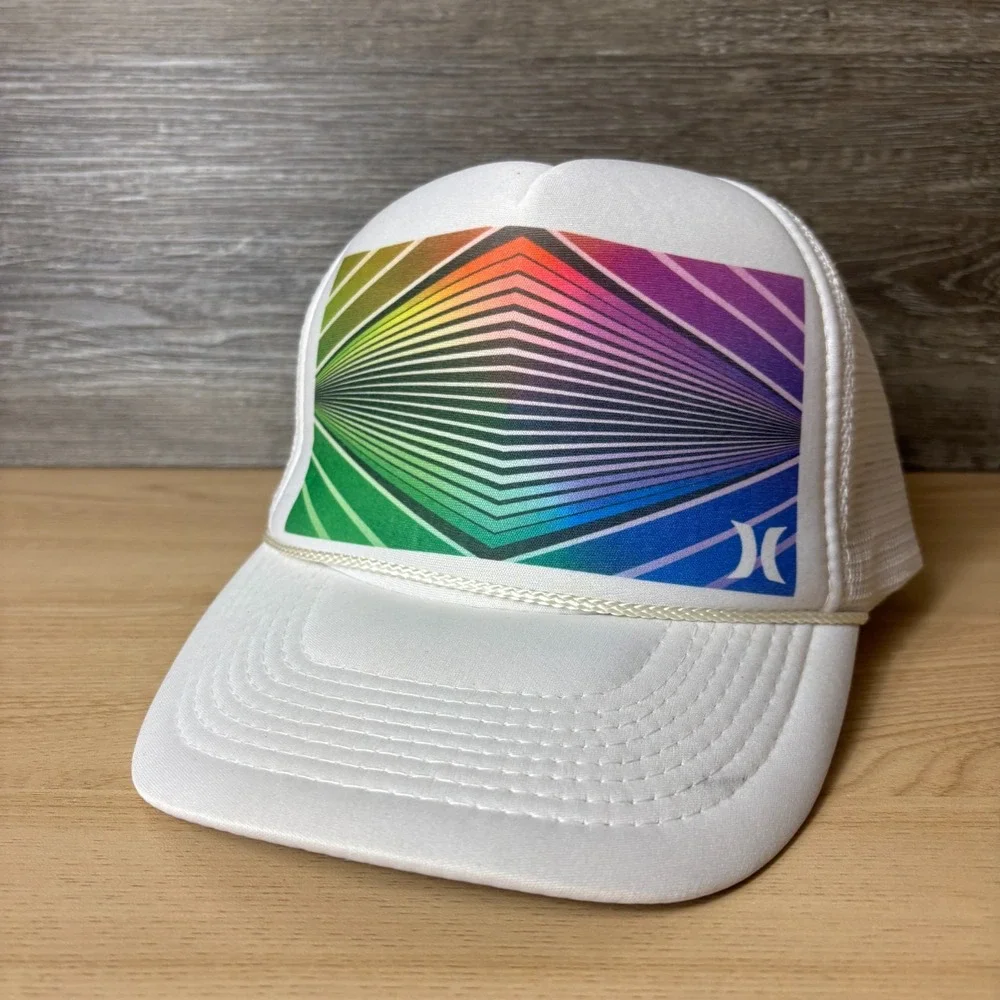 Hurley Hat Cap Snap Back White Trucker Surf Surfing Outdoors